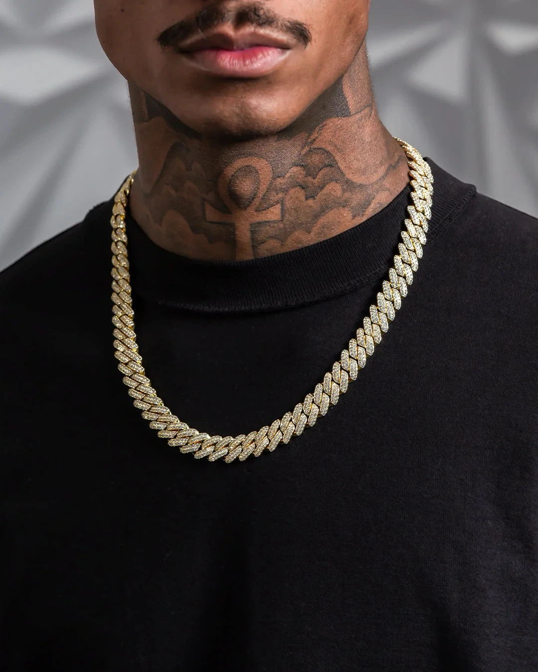 Gold Cuban Link Chain with Rhinestones
