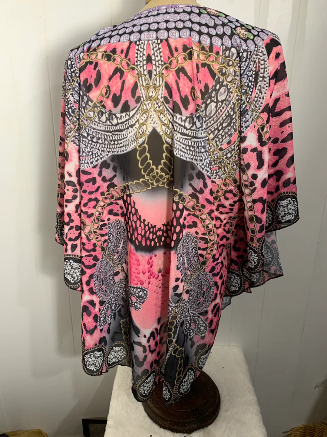 Womens Pink, Grey, Black & Rinestones Blouse. Plus size. - photo 3