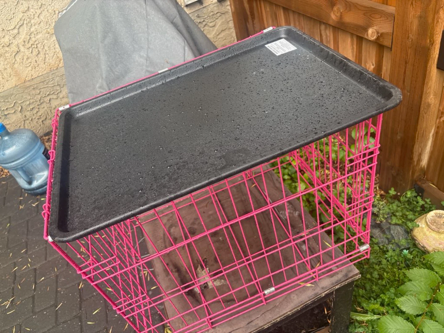 Pink Wire Dog Crate with Black Tray