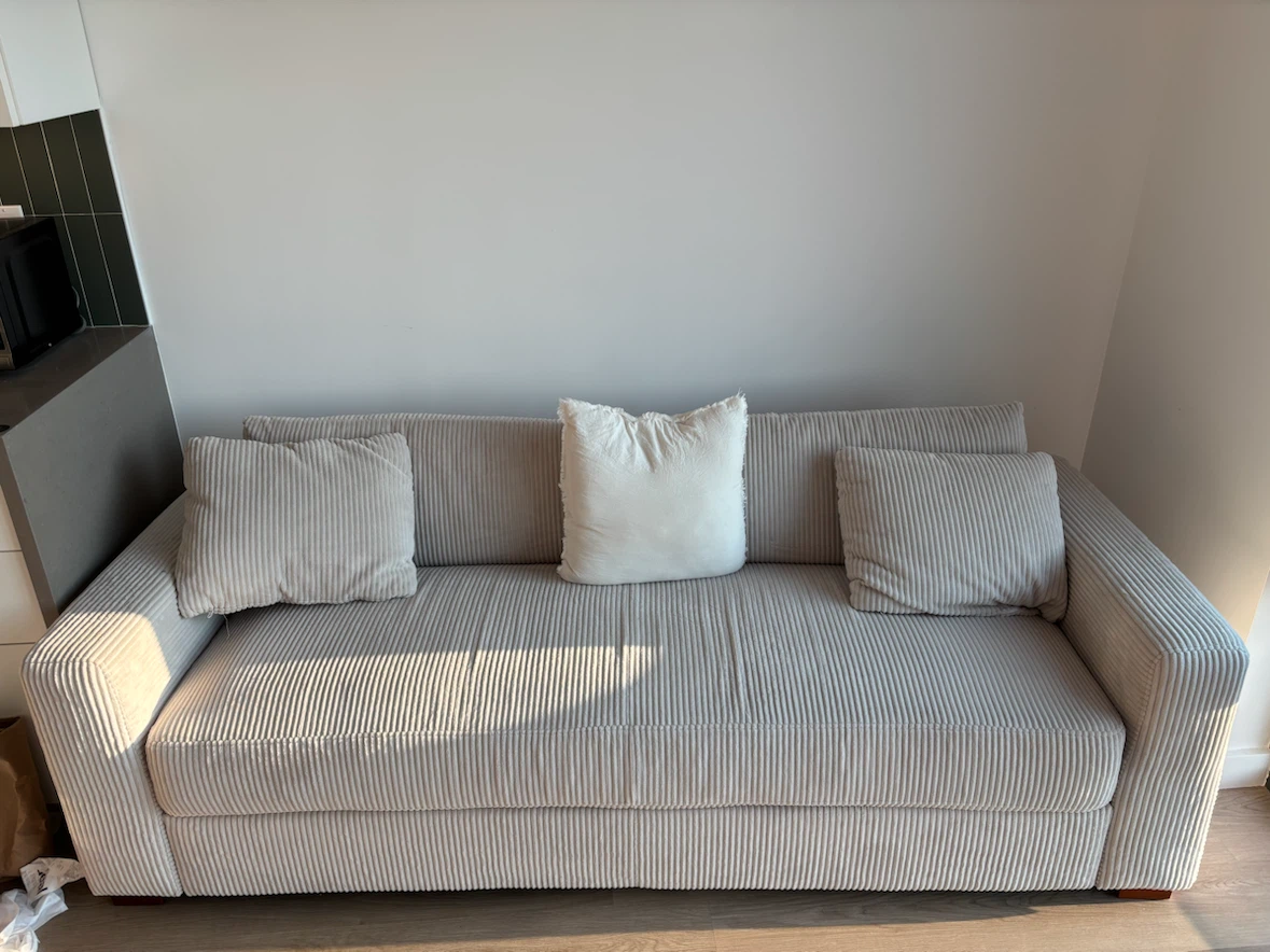 White corduroy sofa