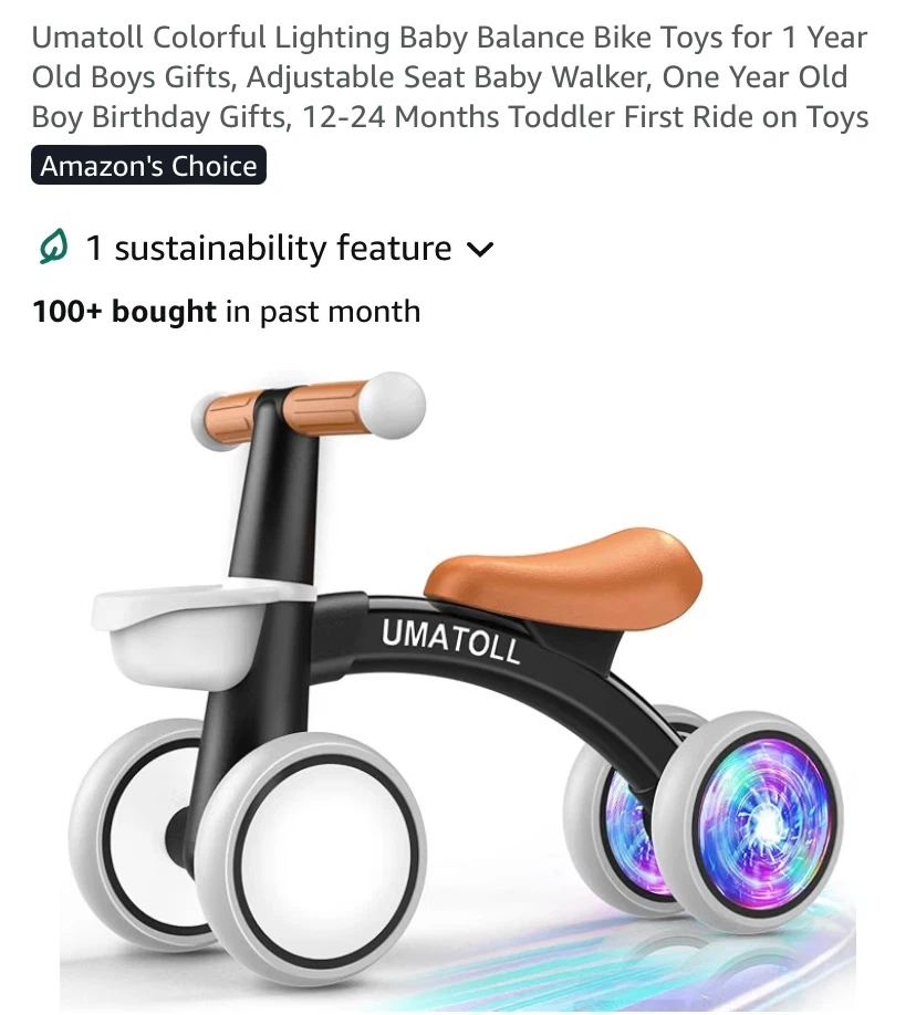 New Baby Balance Bike With Light Up Wheels