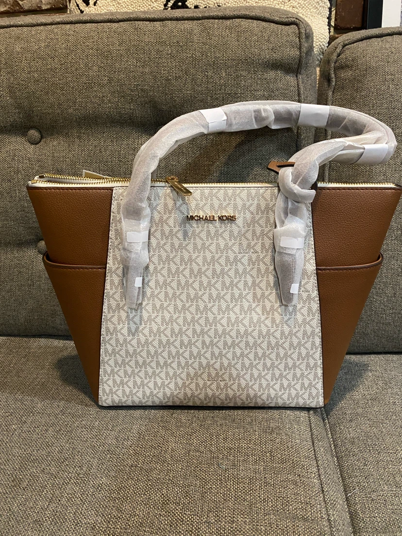 Michael Kors Charlotte Tote Bag - White/Brown