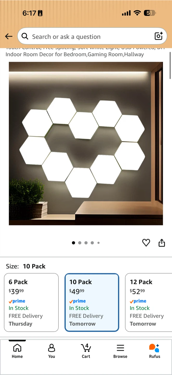 Hexagon LED Wall Lights - 10 Pack