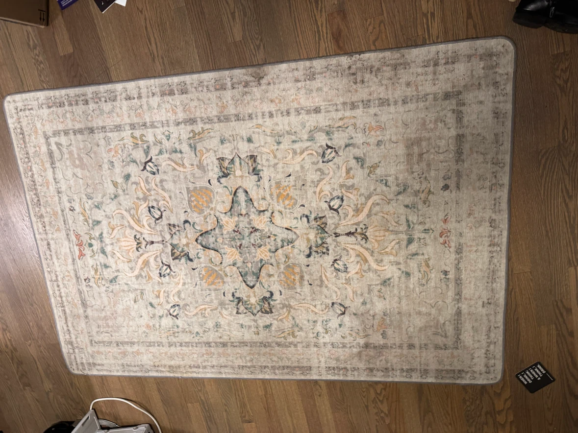 Persian Style Area Rug - Distressed Medallion Design
