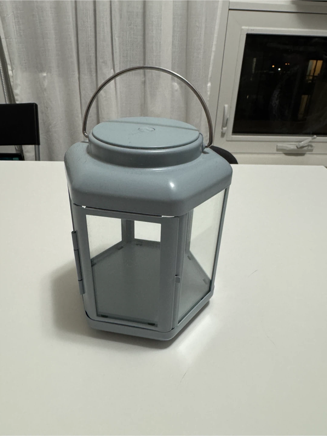 Grey Lantern with LED Candle
