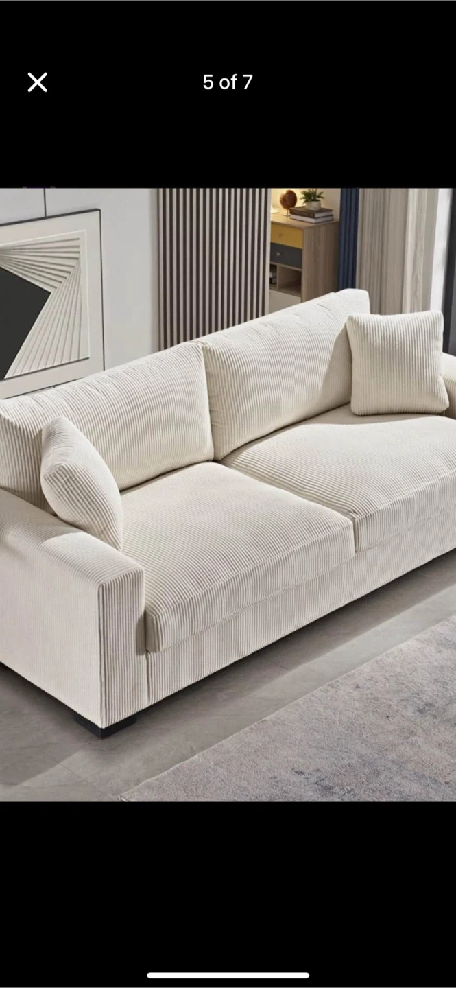 Ebern Designs 89" Wide Corduroy Upholstered Sofa - photo 4