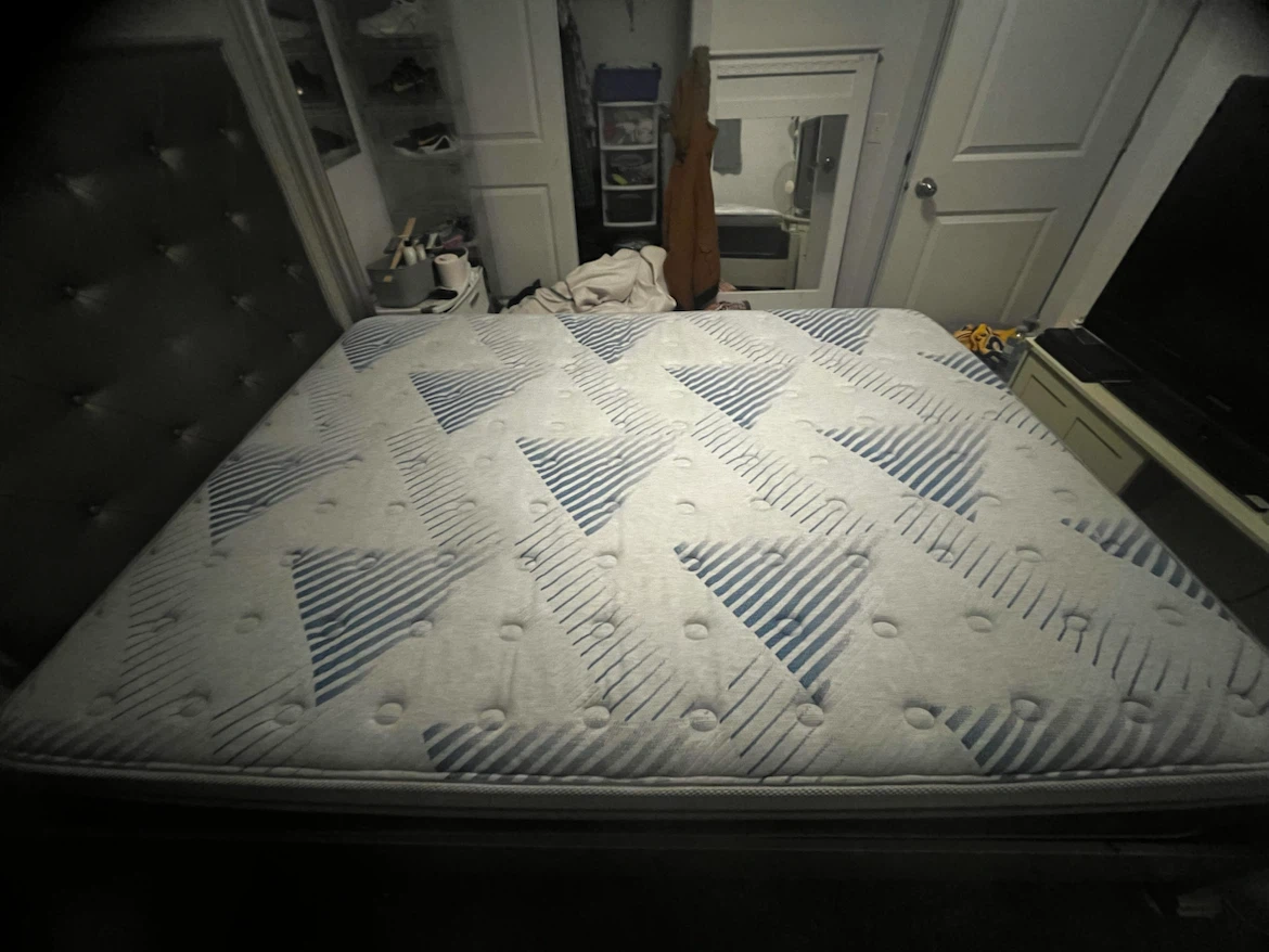 Mattress with Blue and White Geometric Pattern - photo 2