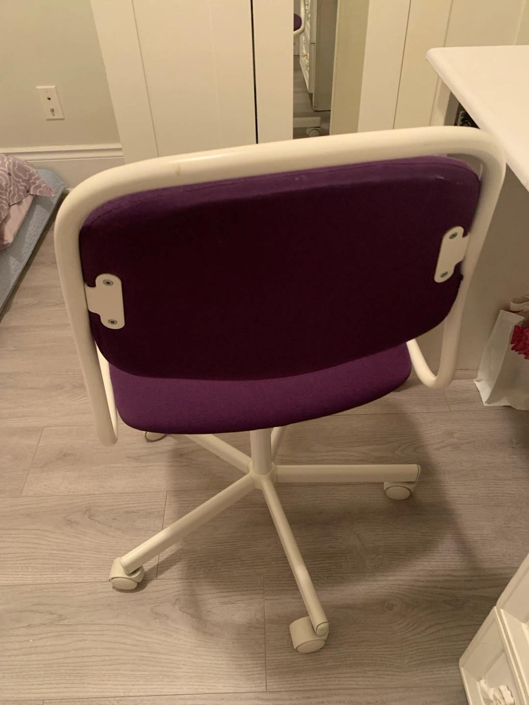 White Desk with Purple Office Chair - photo 3