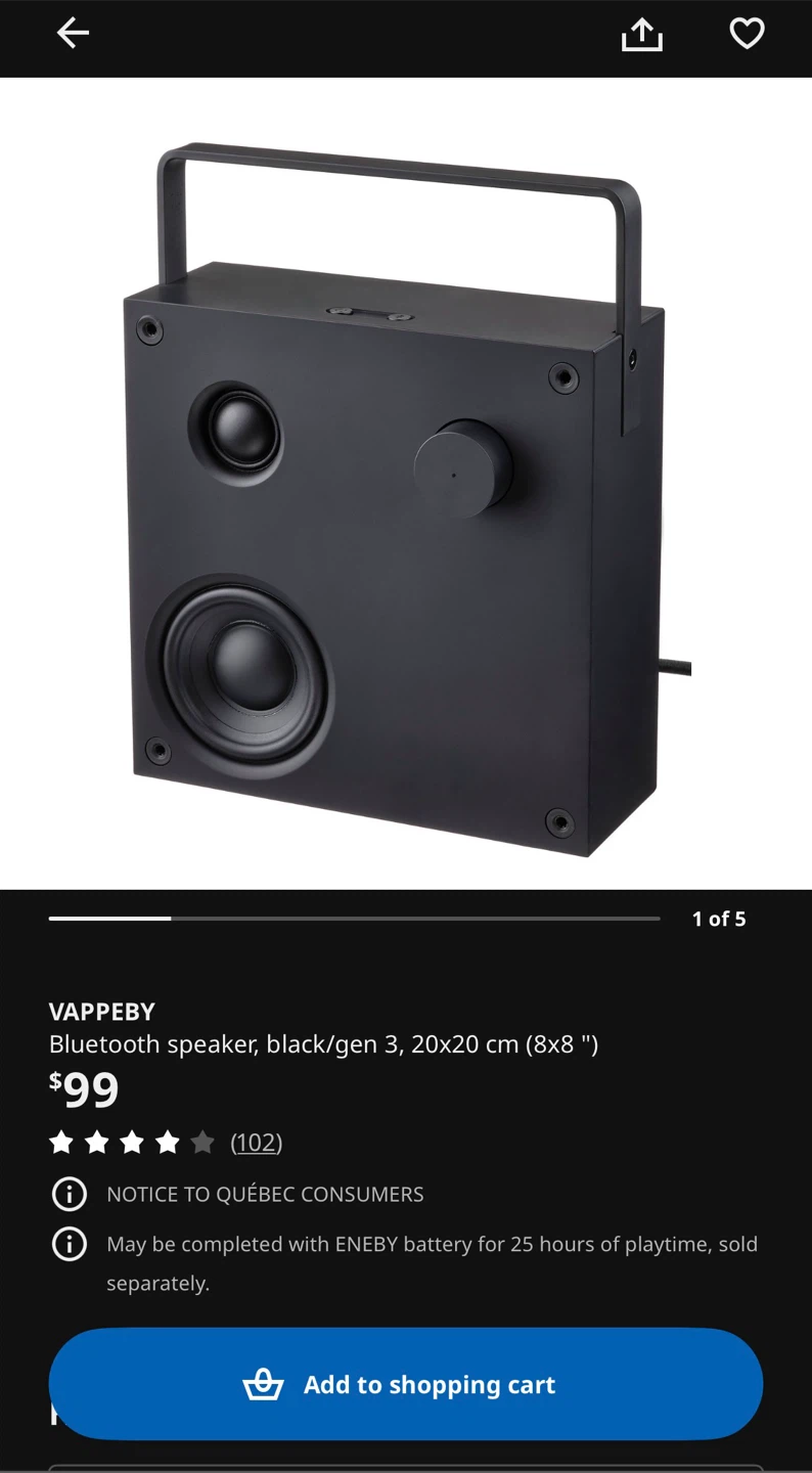 IKEA VAPPEBY gen 3 Portable Bluetooth Speaker - photo 4