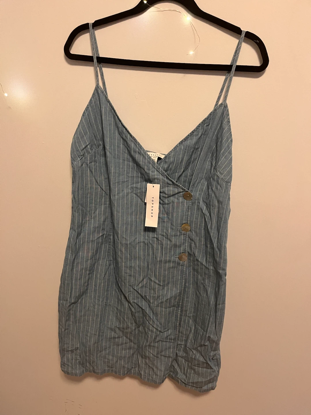 Topshop Blue Pinstripe Cami Dress Size US 10