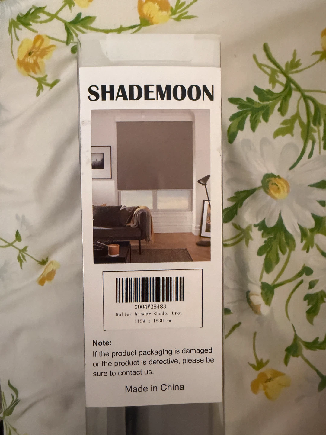 SHADEMOON Roller Window Shade - Grey 112W x 183H cm