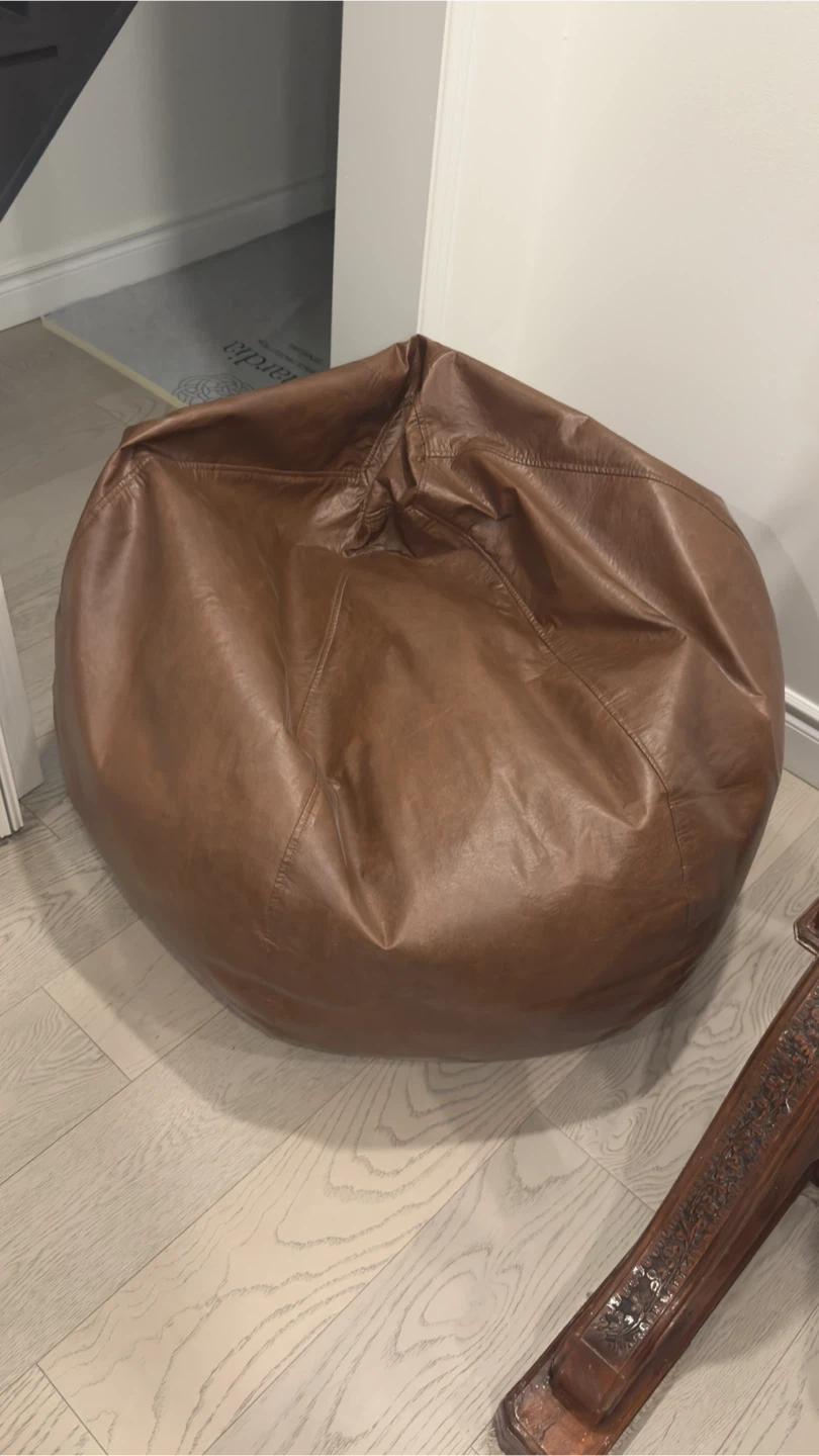 Brown Faux Leather Bean Bag Chair