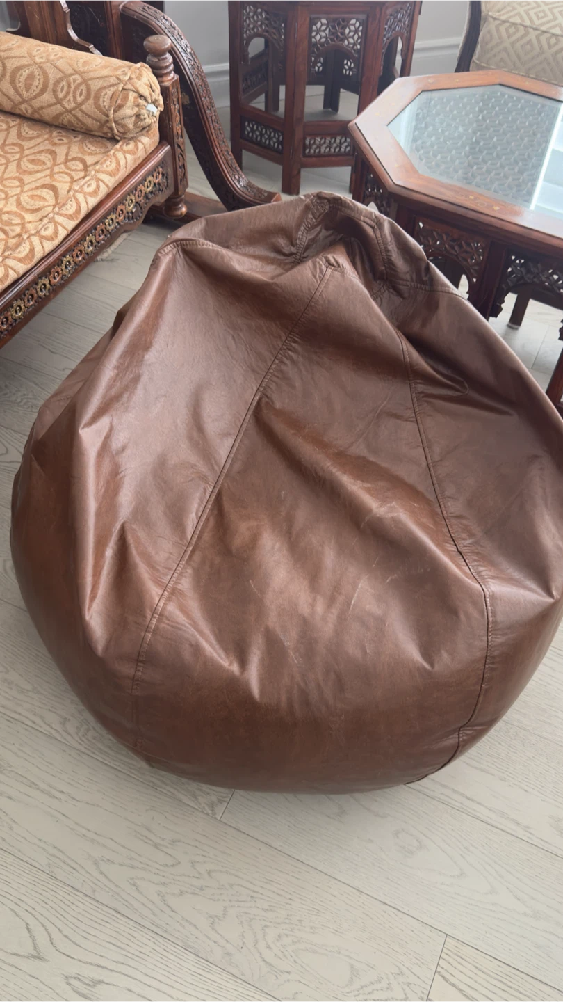 Brown Faux Leather Bean Bag Chair - photo 2
