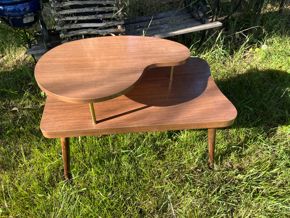 Mid-Century Modern Kidney Shaped 2nd Tier Coffee Table