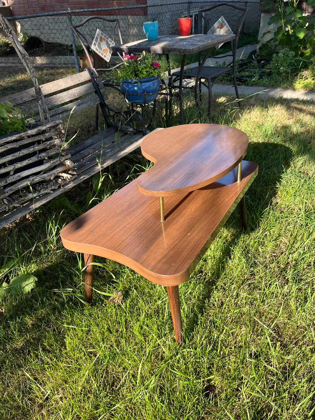 Mid-Century Modern Kidney Shaped 2nd Tier Coffee Table - photo 2