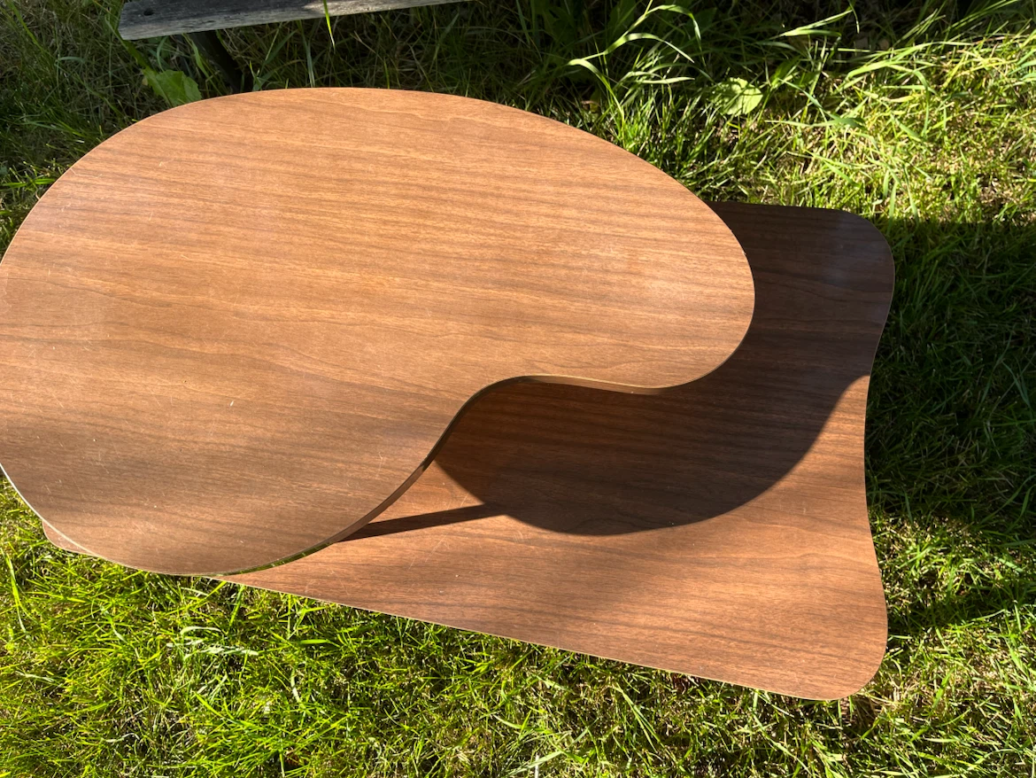 Mid-Century Modern Kidney Shaped 2nd Tier Coffee Table - photo 3