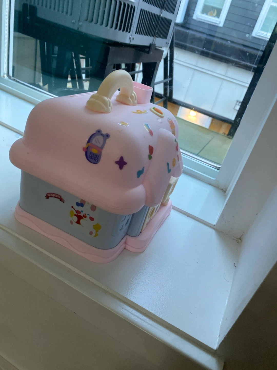 Pink House Shaped Piggy Bank with Bear Decal - photo 4