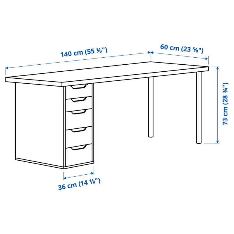 IKEA desk 140x60 cm with Alex drawer unit - photo 2