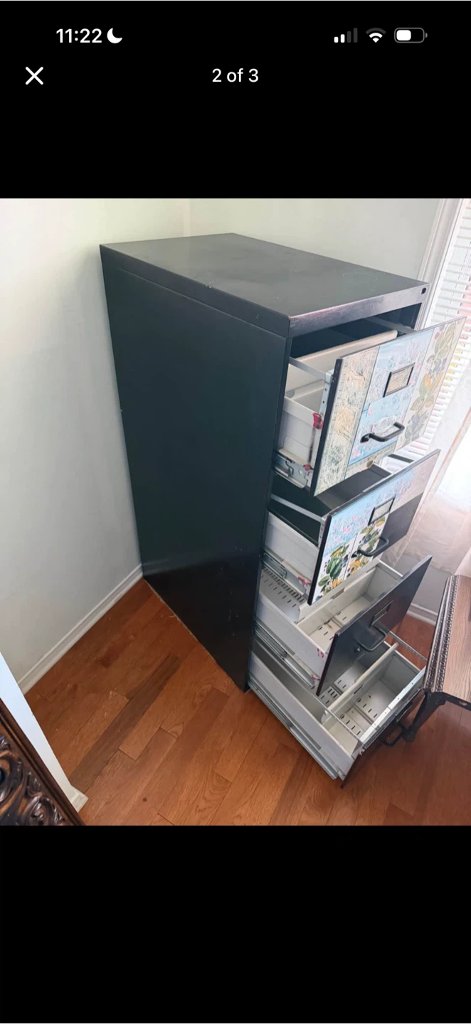Black 4-Drawer Filing Cabinet - photo 2