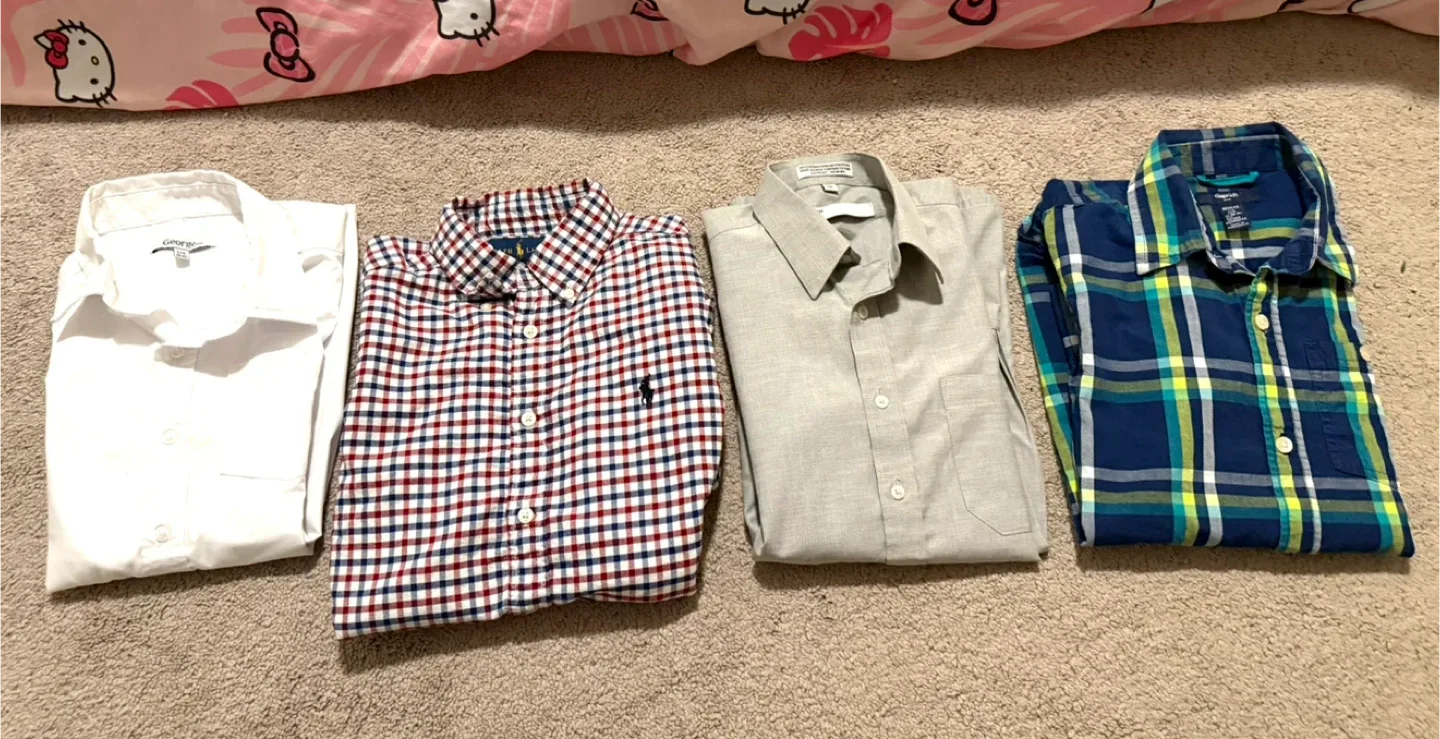 Four Boys' Button-Up Shirts 10-12