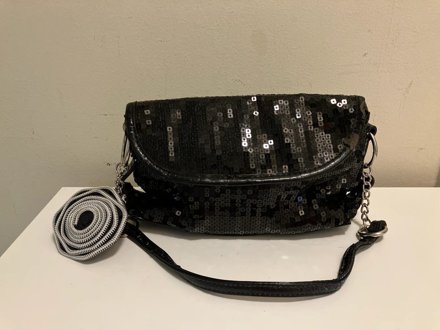 Black Sequin Clutch Bag