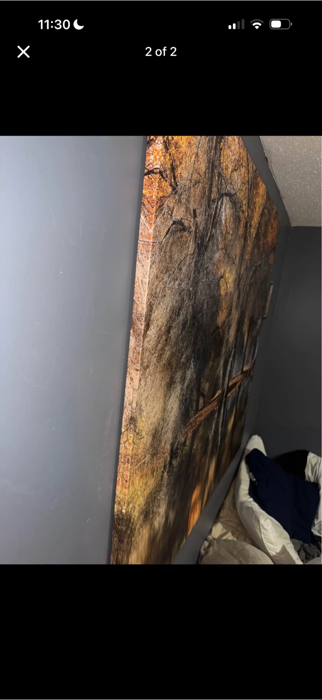 Large Canvas Print of Autumn Trees and Water Reflection - photo 2