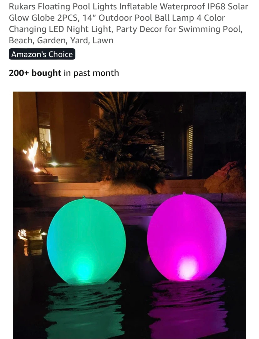 New Solar Floating Pool Lights Inflatable Waterproof 2 Pack