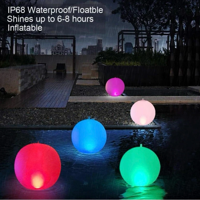 New Solar Floating Pool Lights Inflatable Waterproof 2 Pack - photo 5
