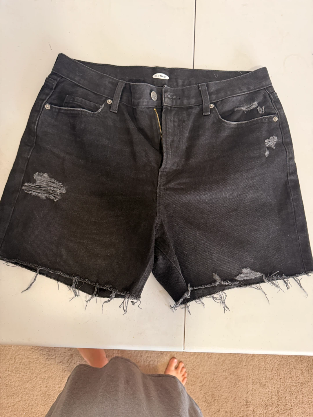 Size 10 Old Navy Black Distressed Denim Shorts