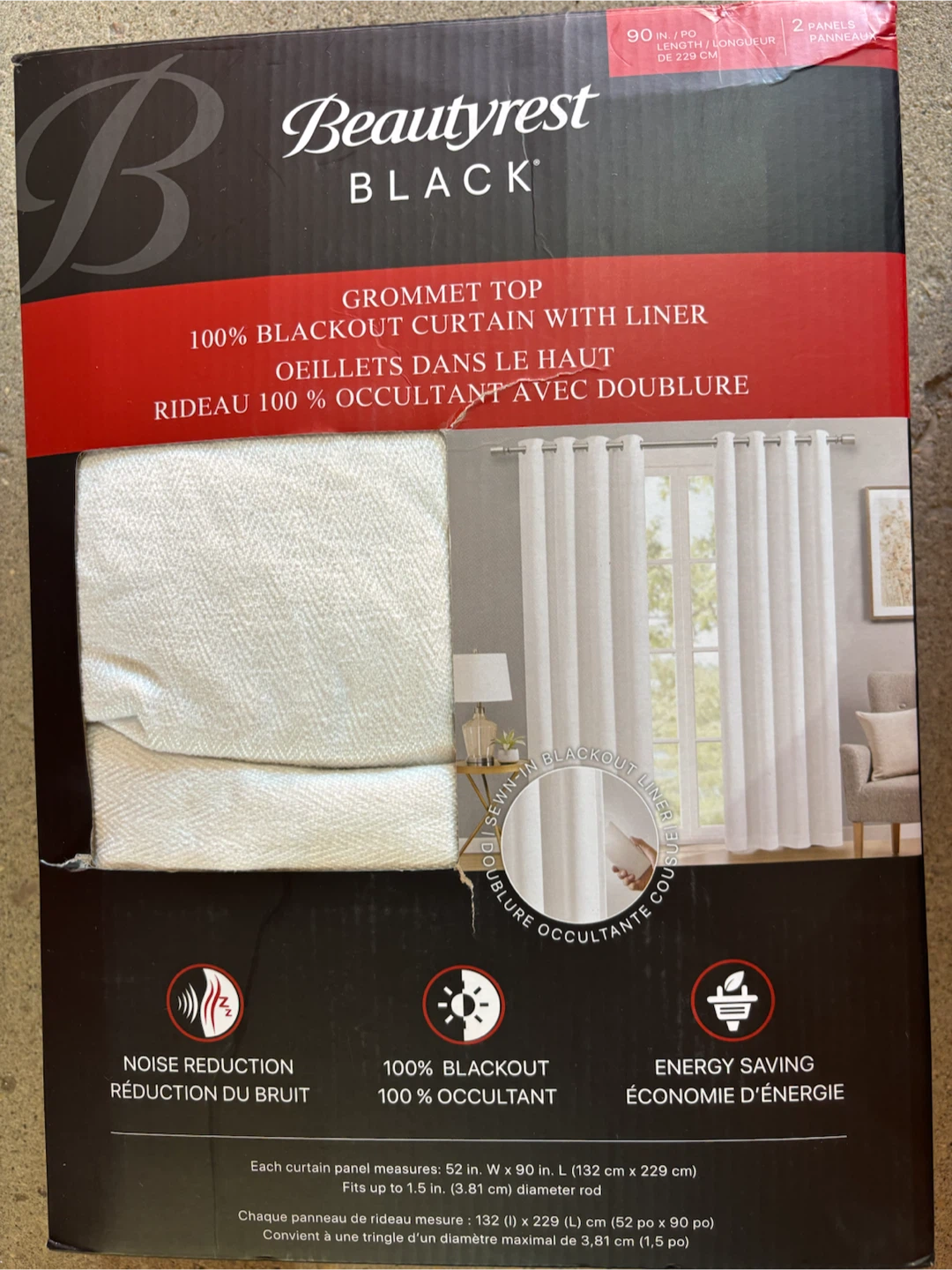 Beautyrest Black Grommet Top 100% Blackout Curtains