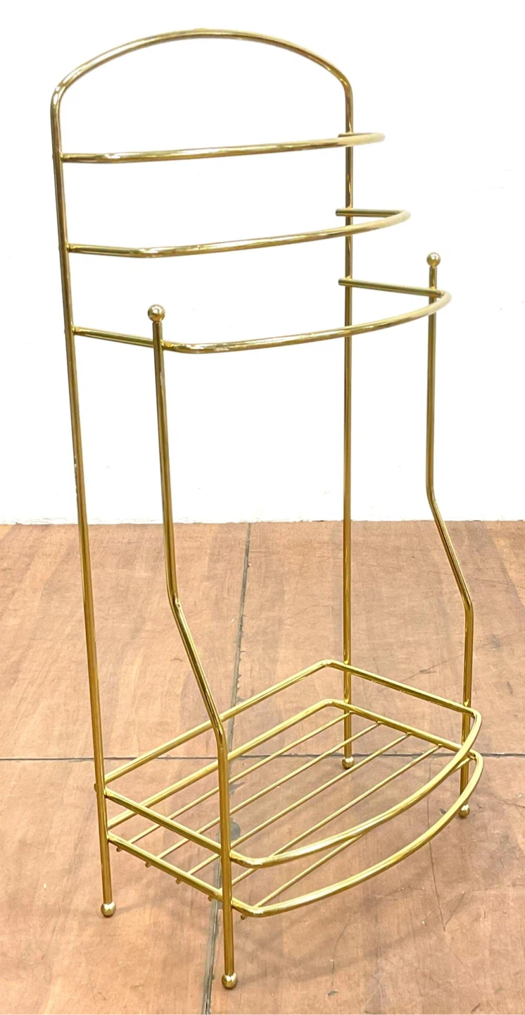 1970s Hollywood Regency Brass Towel Caddy
