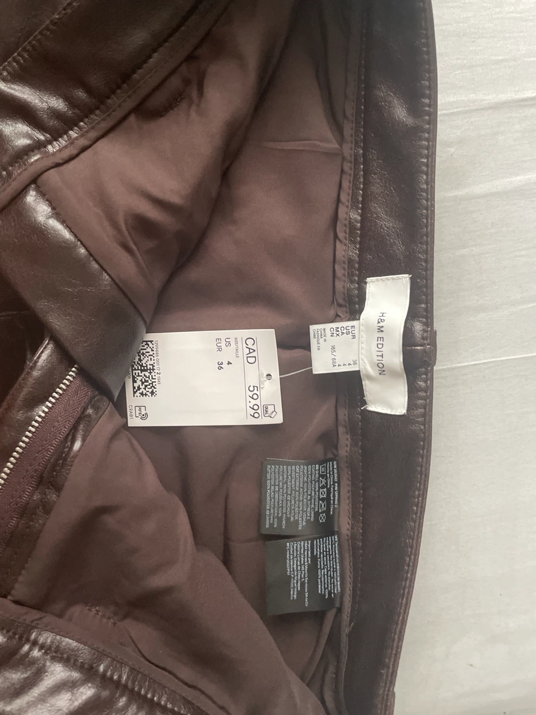 H&M Edition Faux Leather Mini Skirt Brown Size 4