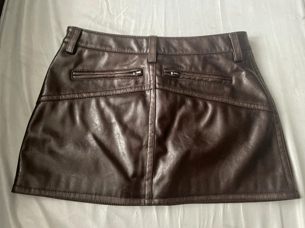 H&M Edition Faux Leather Mini Skirt Brown Size 4 - photo 2