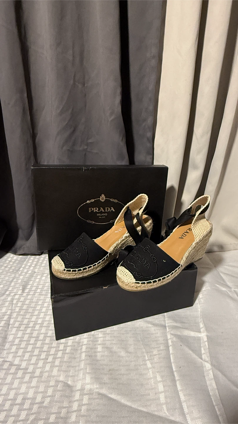 Prada Espadrille Wedge Sandals