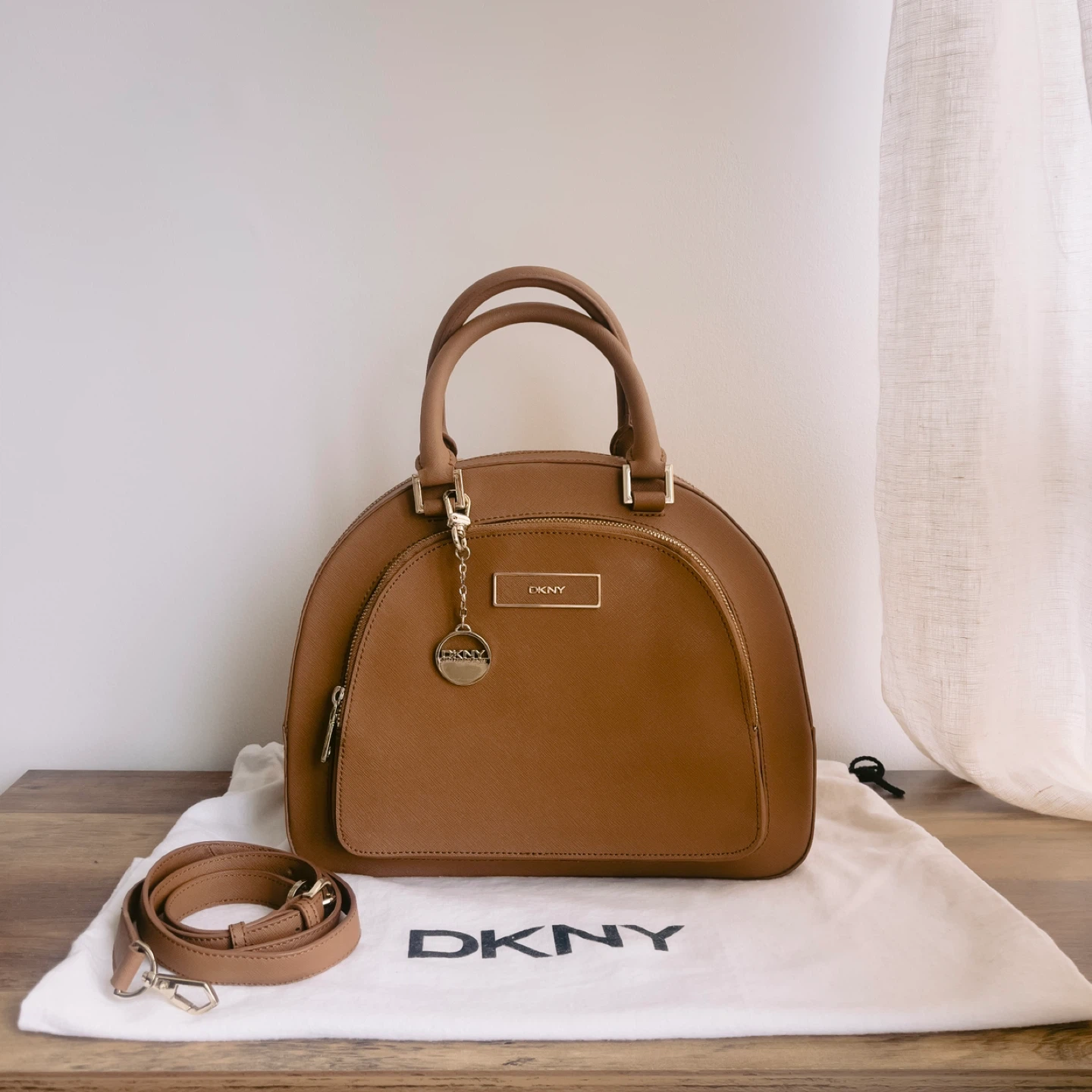 Stylist Closet Sale ✨ DKNY brown leather dome satchel bag