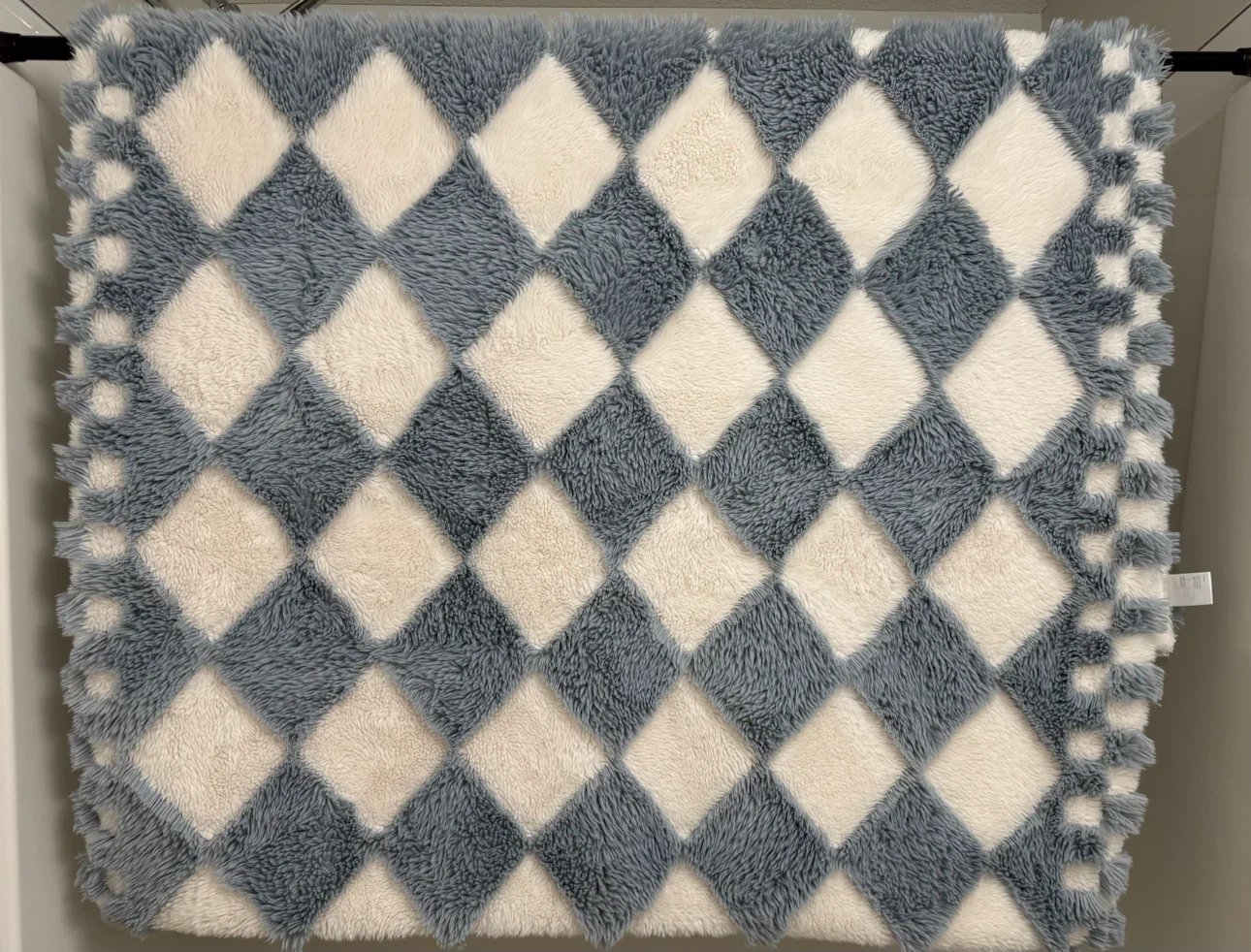 Anthropologie Chella Checkered Faux Fur Throw Blanket