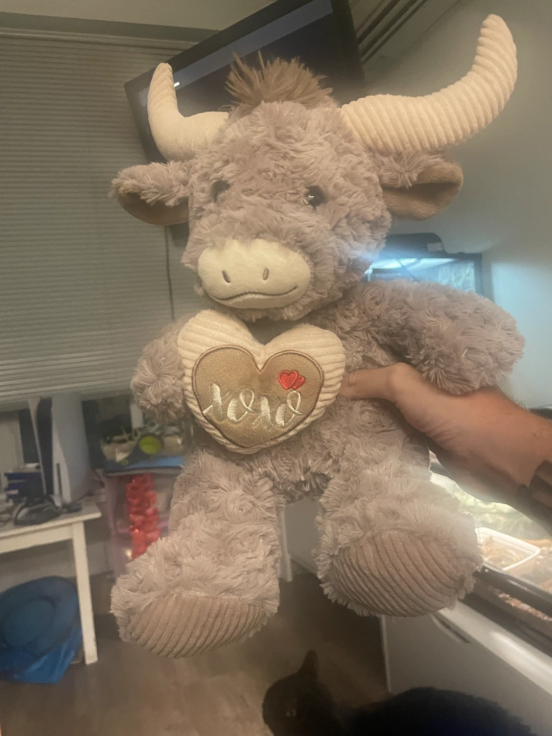 Plush Highland Cow Stuffed Animal with "Love" Heart