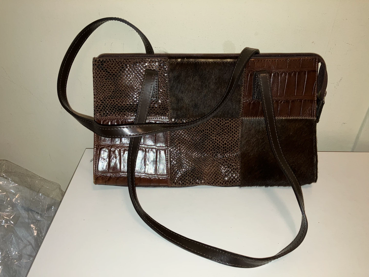 Patchwork Tote Bag - Brown Leather & Fur