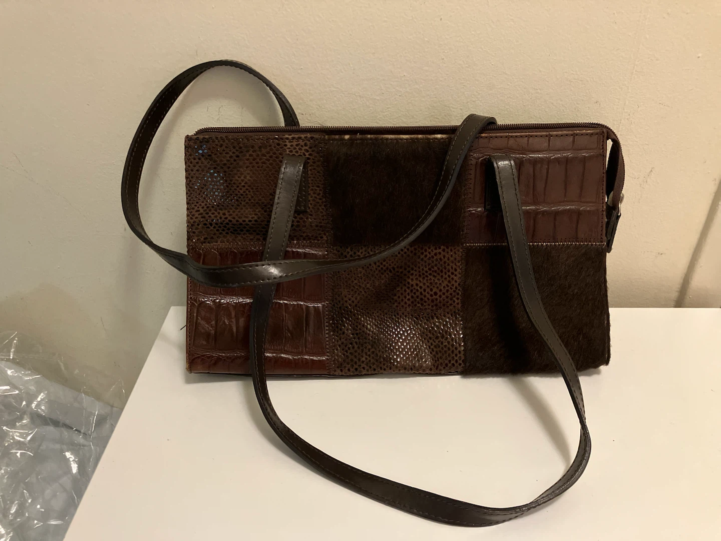 Patchwork Tote Bag - Brown Leather & Fur - photo 2