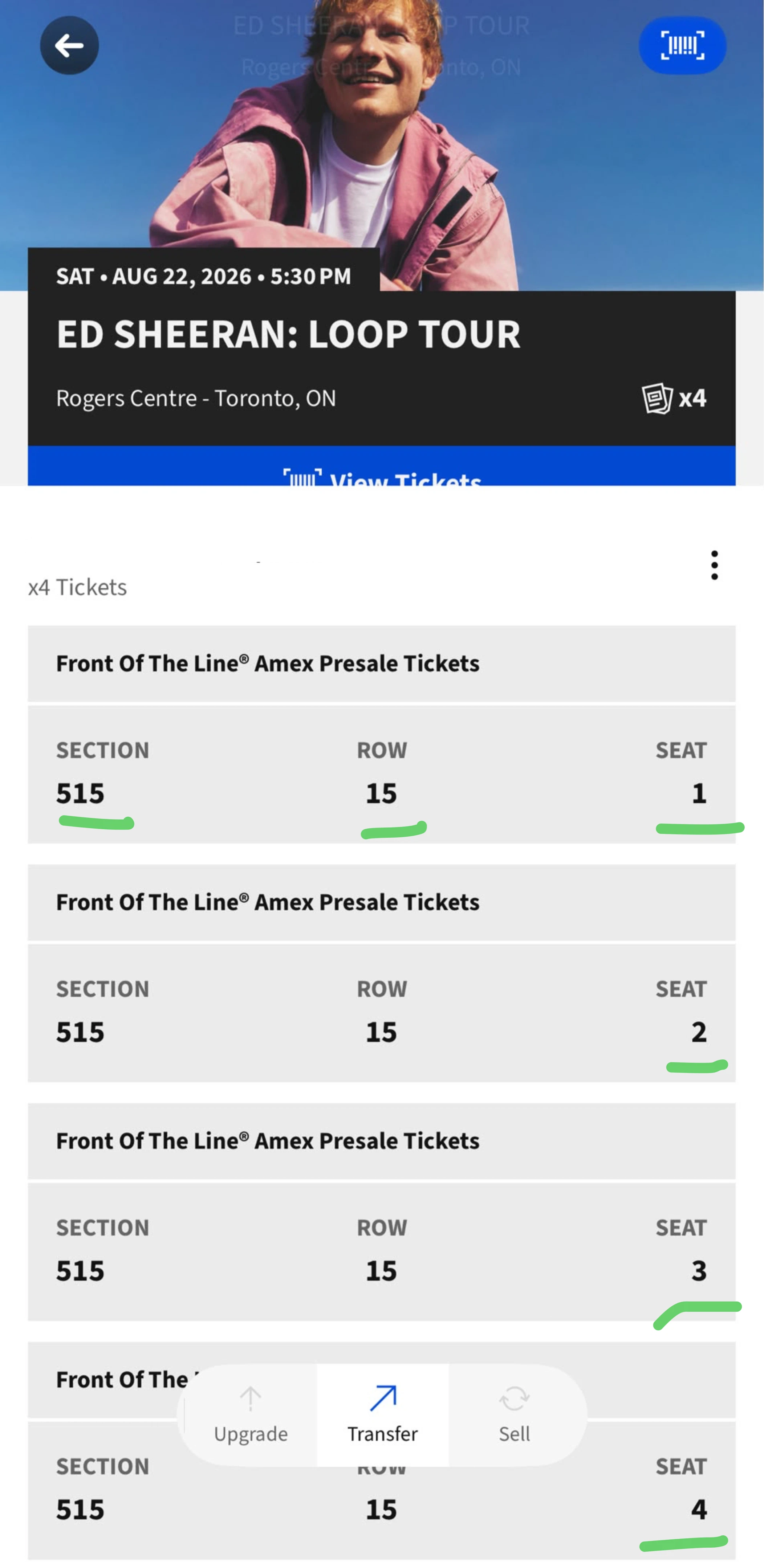 4 Ed Sheeran: Tickets - Rogers Centre Toronto