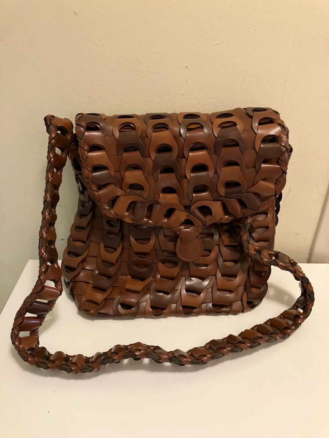 Brown Woven Leather Handbag