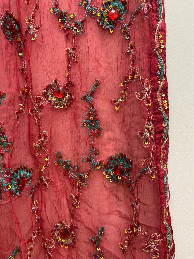 Red Embroidered Dupatta Scarf - photo 2