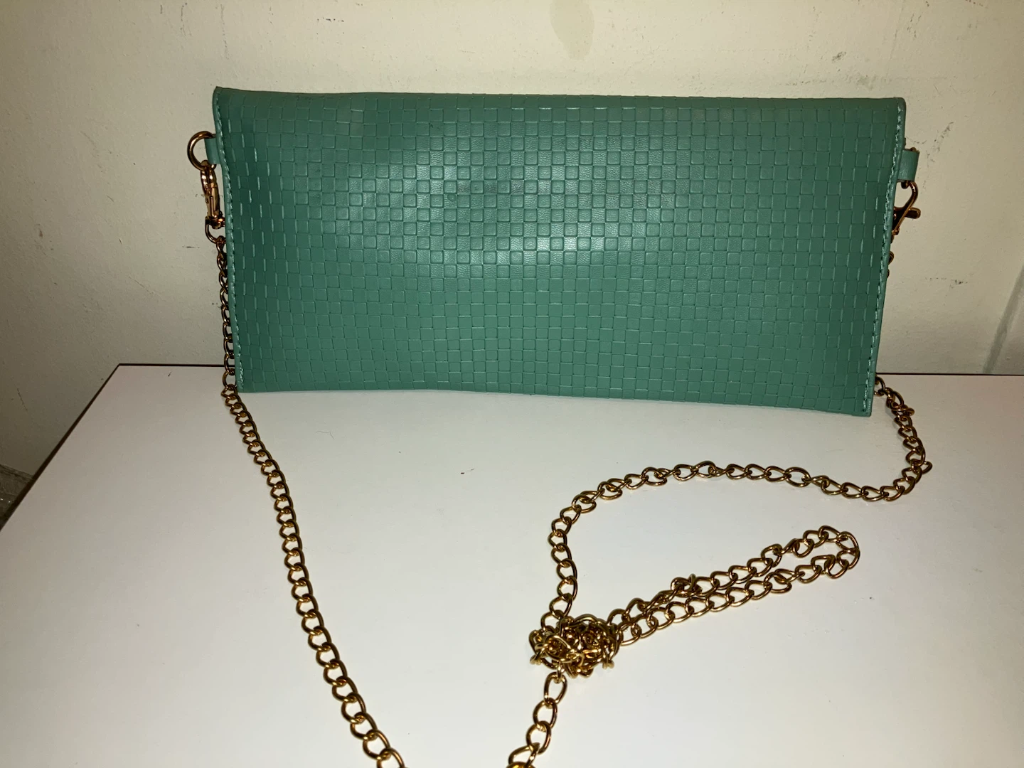 Teal Clutch with Gold Chain - photo 2