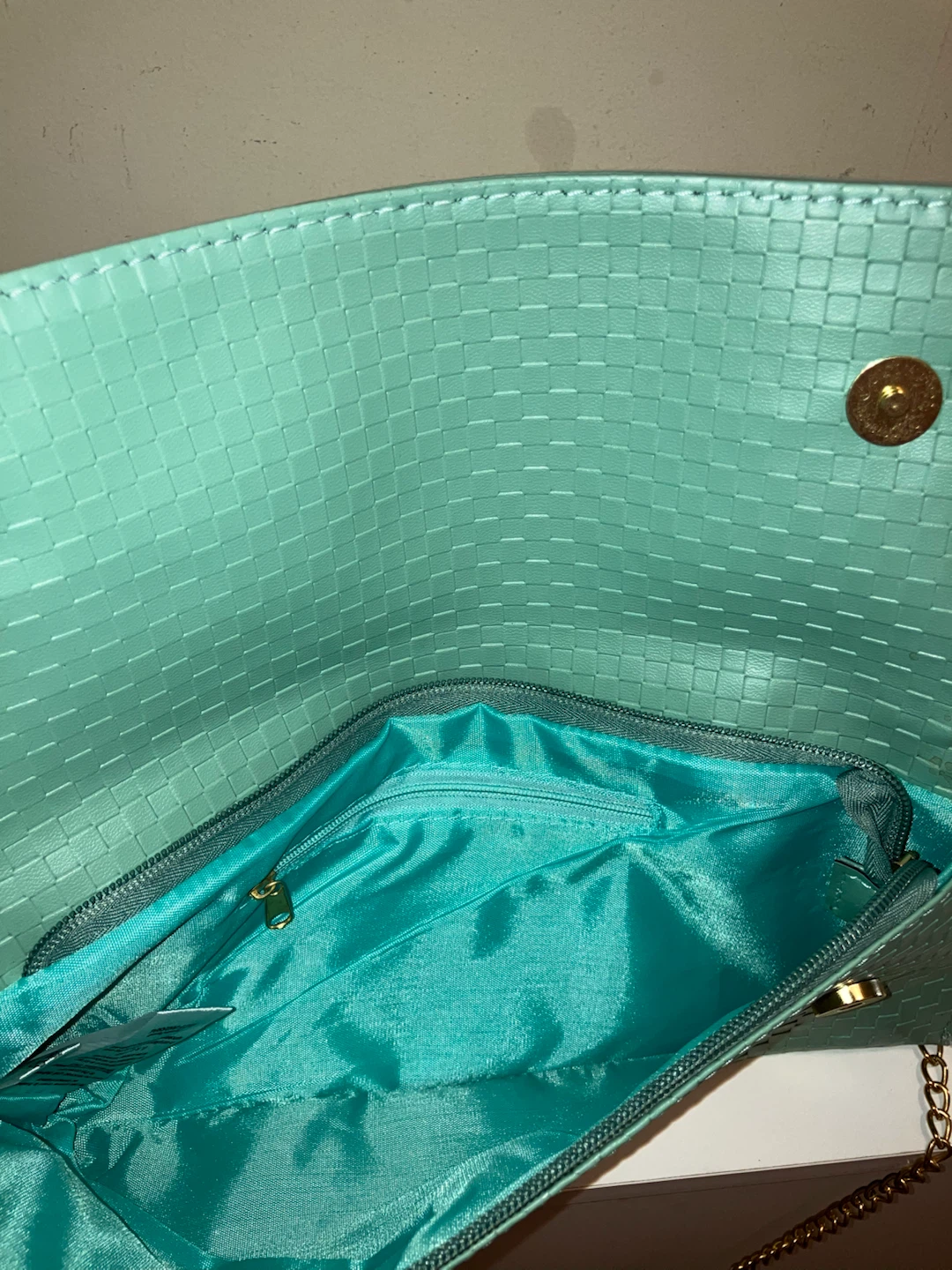Teal Clutch with Gold Chain - photo 3