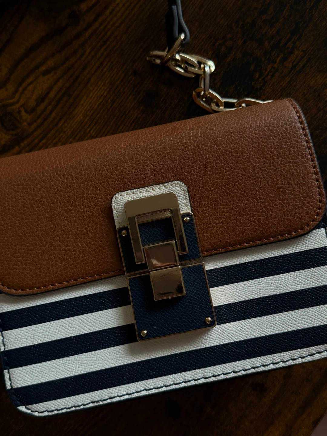 Striped Crossbody Purse with Scarf Accent