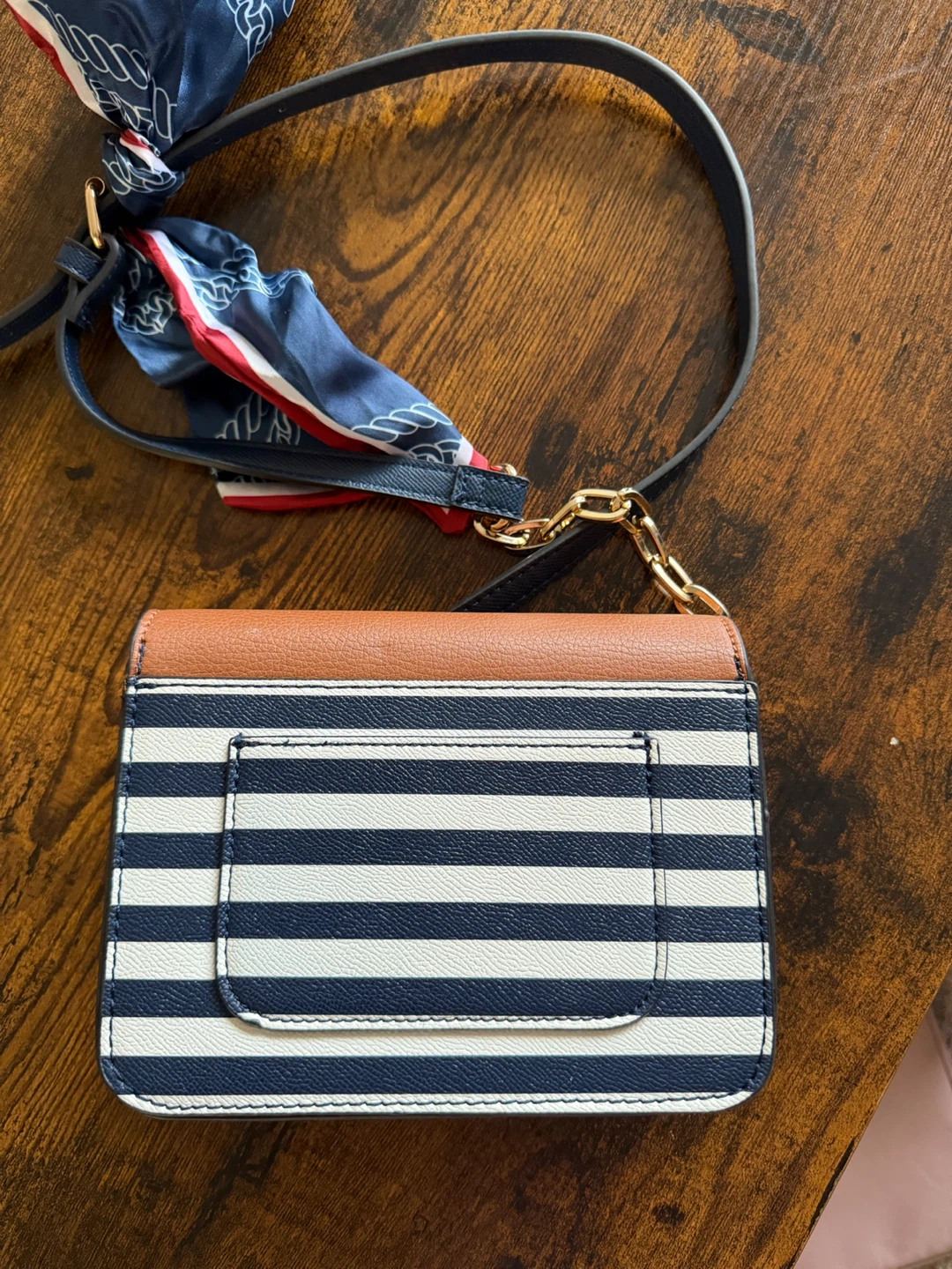 Striped Crossbody Purse with Scarf Accent - photo 3