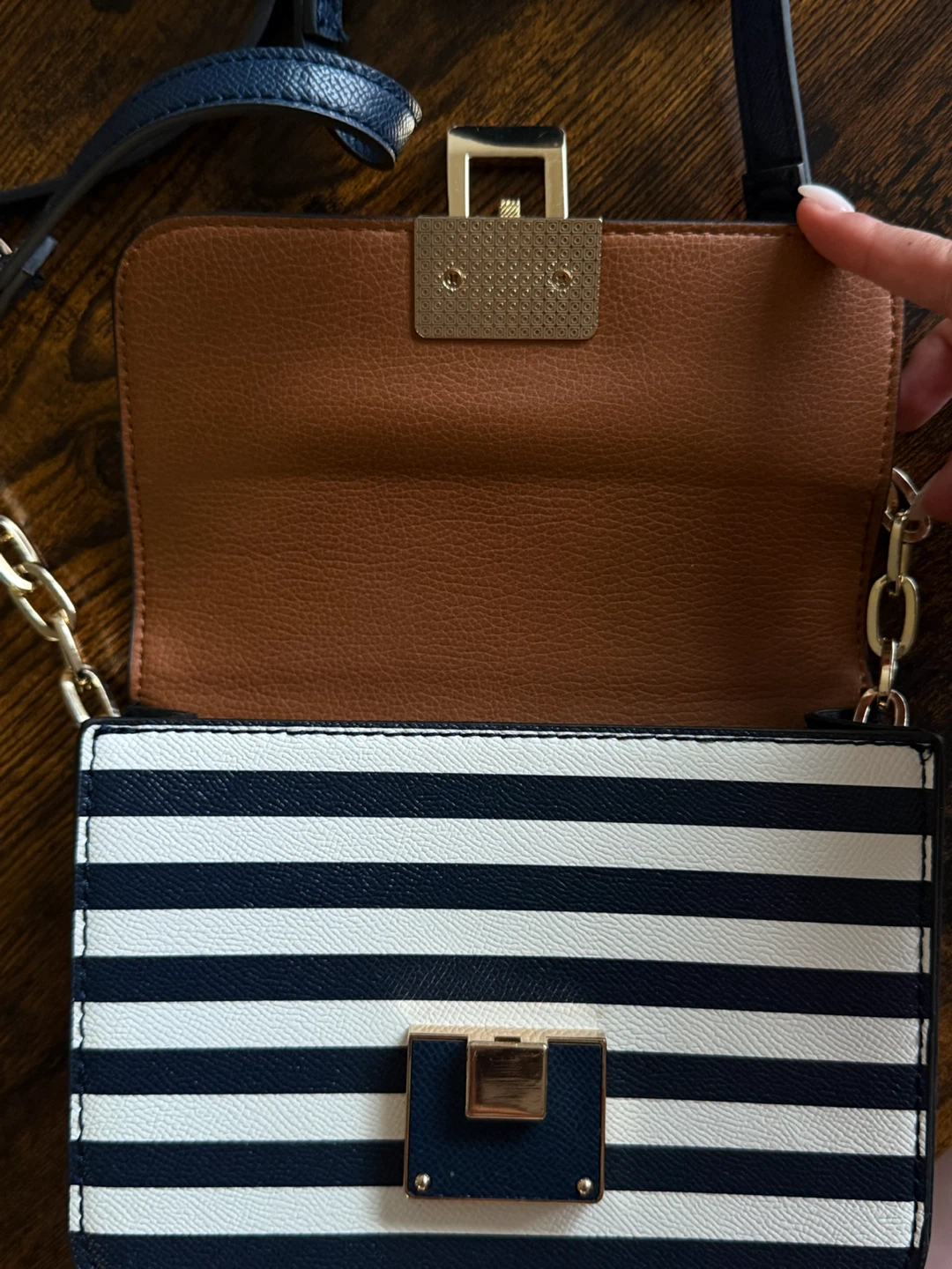 Striped Crossbody Purse with Scarf Accent - photo 4