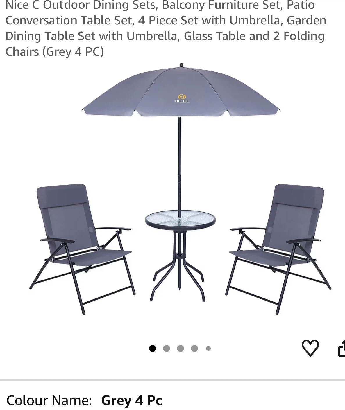Nice C 4-Piece Outdoor Dining Set with Umbrella G4P