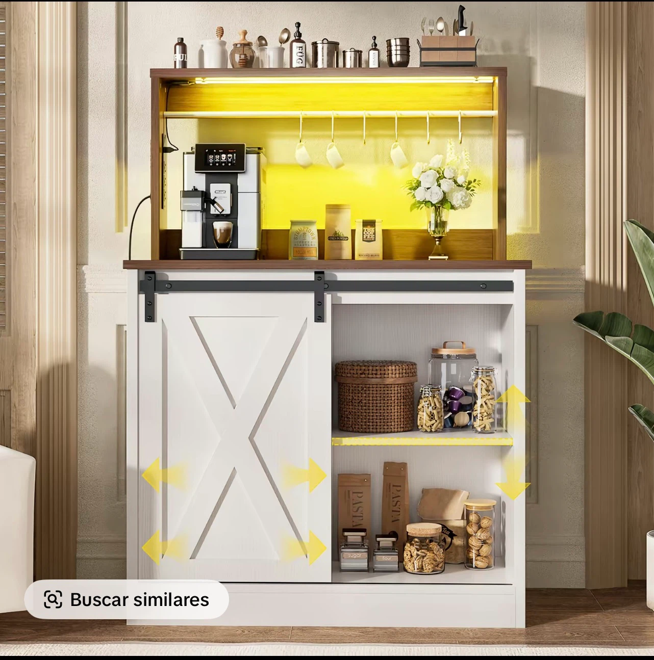 Farmhouse Style Coffee Bar Cabinet with Storage