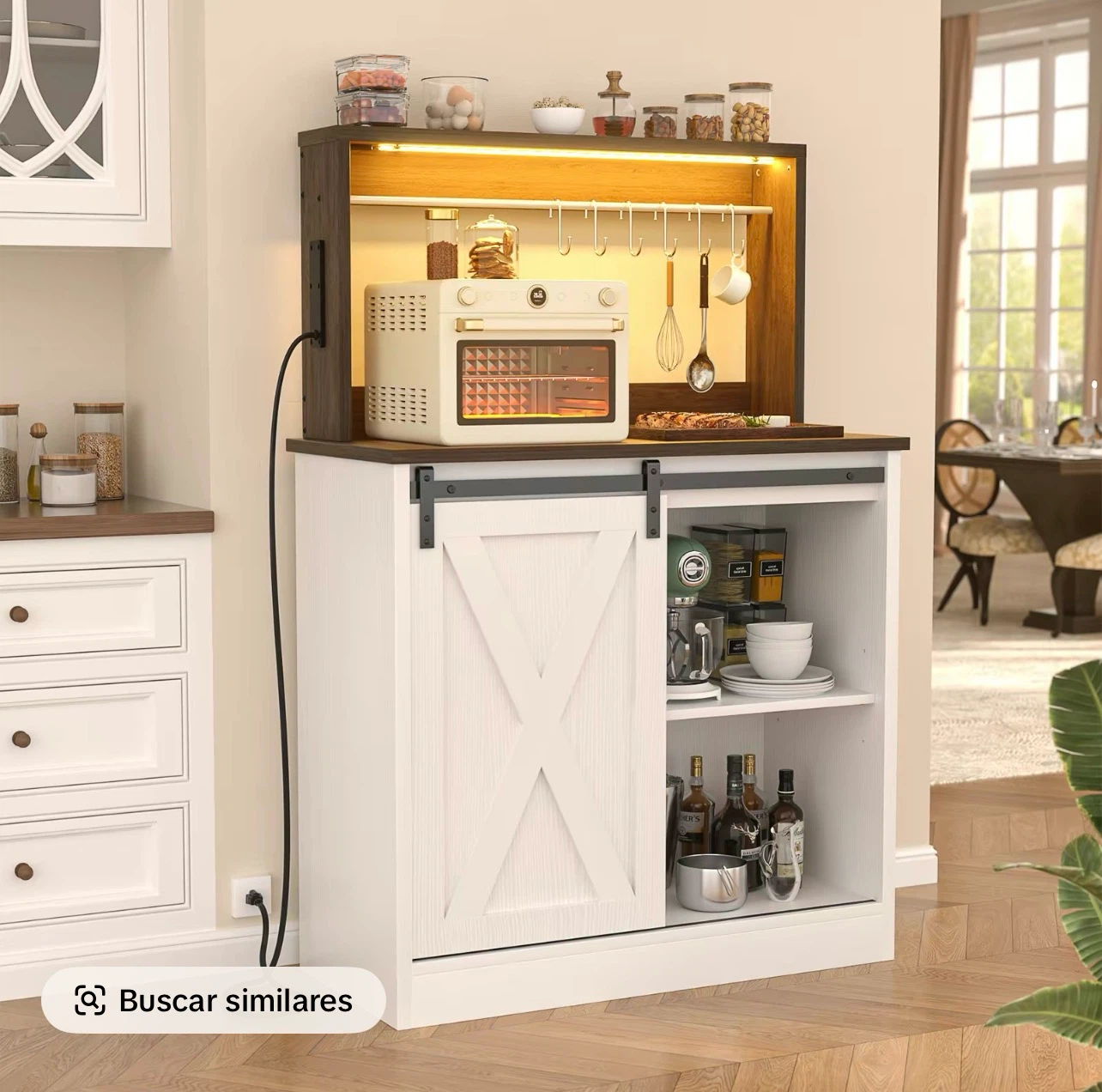 Farmhouse Style Coffee Bar Cabinet with Storage - photo 4